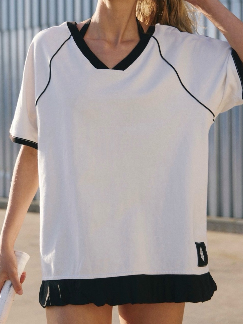 FP Movement by Free People White Tunic with Black Trim